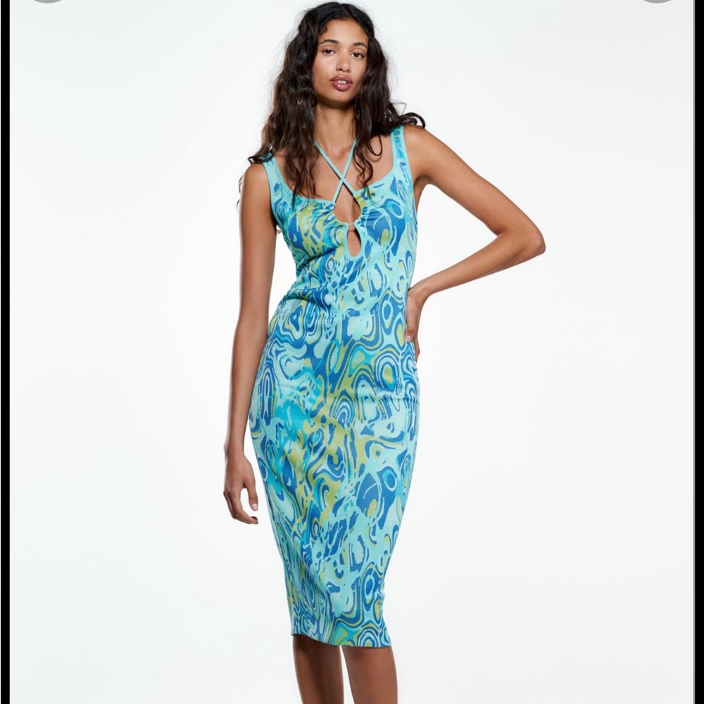 Zara Cut Out Jacquard Dress